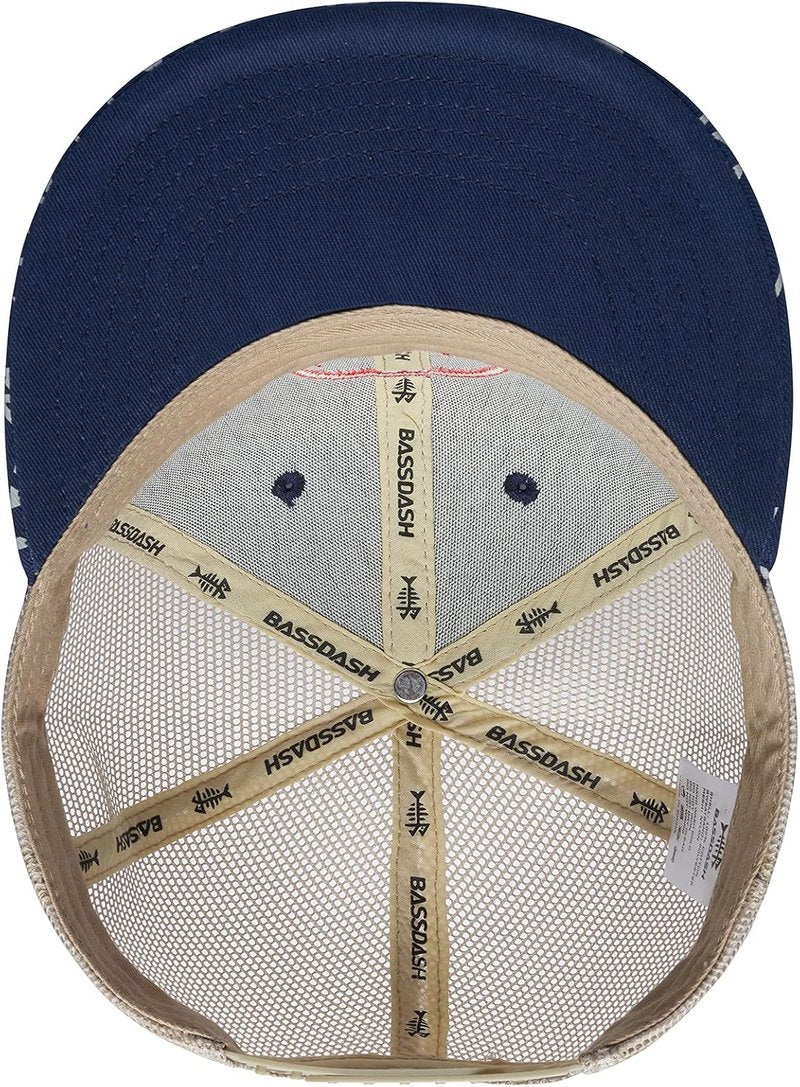 BASSDASH Flat Brim Trucker Cap - Adjustable Snapback Hat for Men & Women | Mesh Back Design