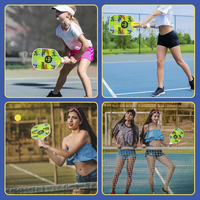 SIXPLUS Pickleball Paddles Set of 2 Fiberglass Pickleball Racquet Set Pickleball Rackets with 4 Pickleballs Balls, Pickleball Bag, Pickleball Paddles Set for Men Women