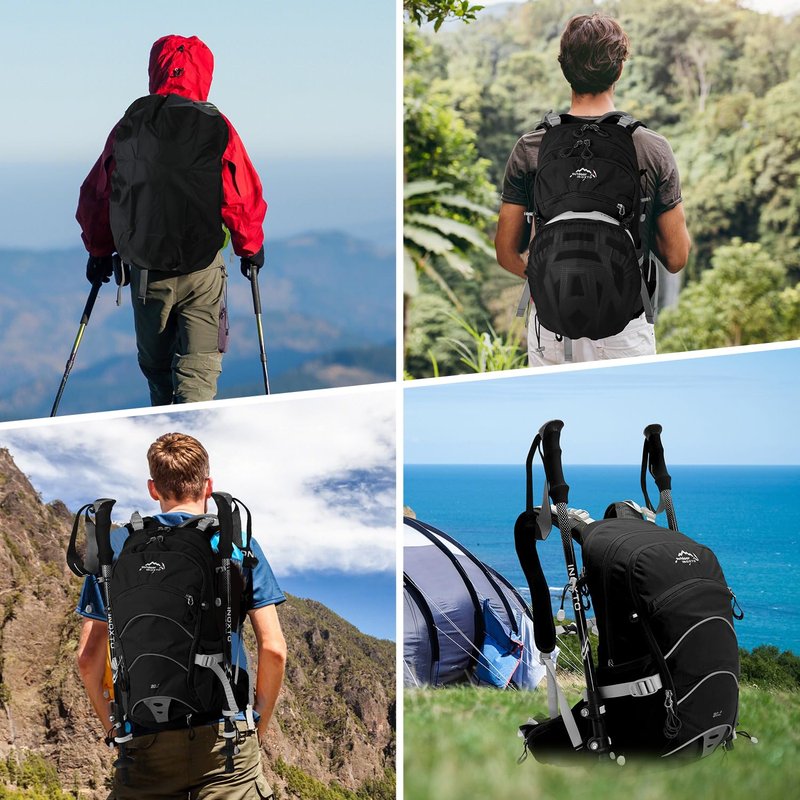 IX INOXTO 20L Hydration Backpack, Waterproof Hiking Internal Frame Backpacks with 2L Hydration Water Bladder and Rain Cover for Men, Lightweight Travel Daypack for Cycling,Camping,Ski (black)