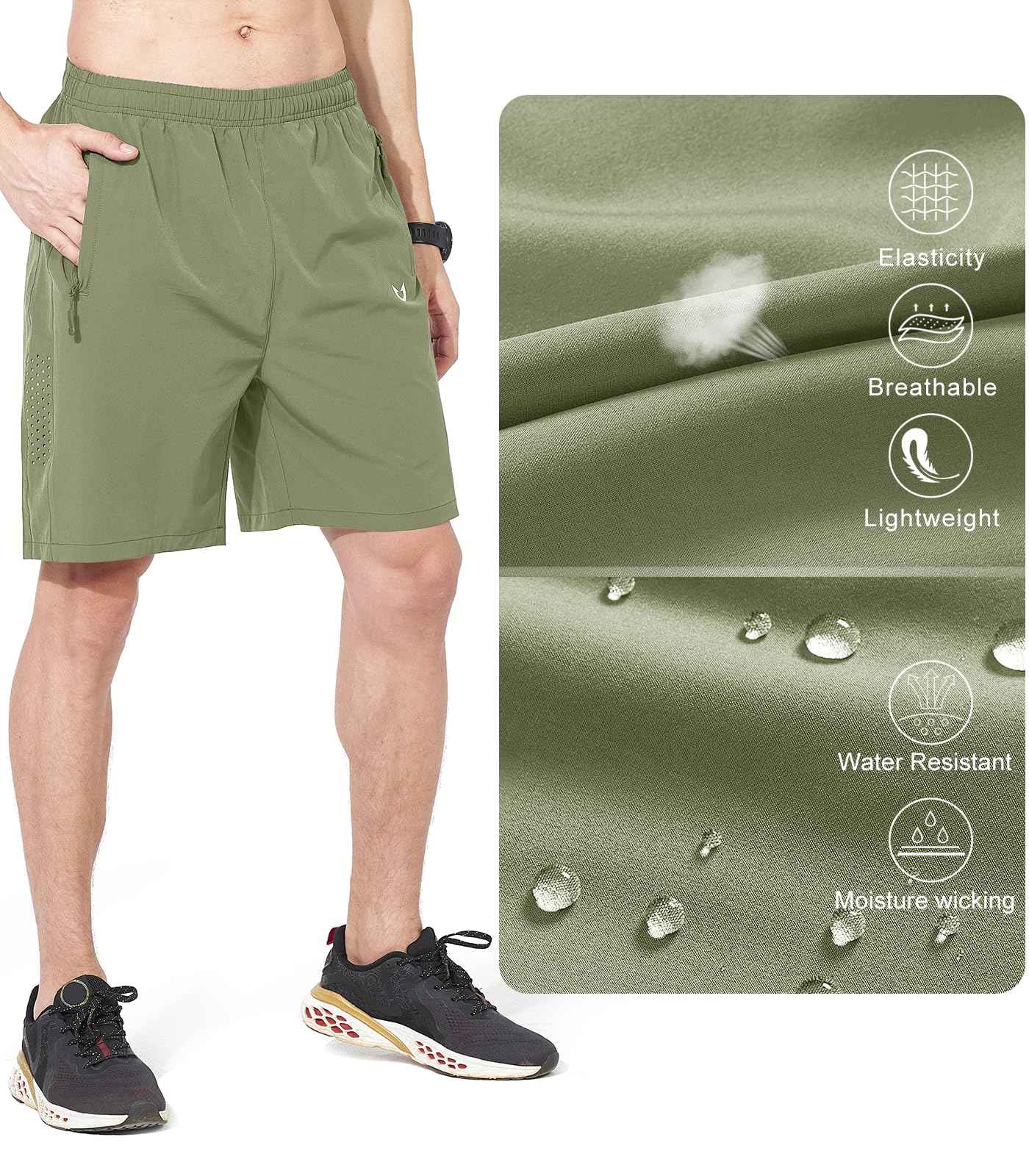 NORTHYARD Men's Athletic Running Shorts Quick Dry Workout Shorts 7"/ 5"/ 9" Lightweight Sports Gym Basketball Shorts Hiking Exercise LightGreen M