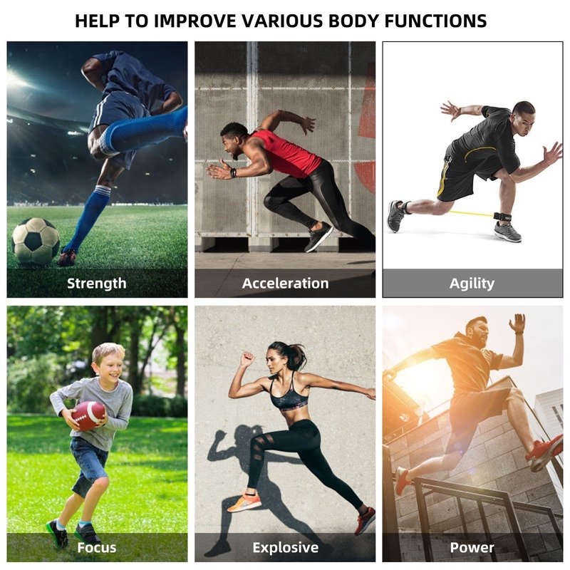 OYINDIZ Speed Training Equipment, Resistance Band 80lb Multi-Sport Exercise Set with Handles Help to Improve Focus Explosive Agility Power Suit for Vertical Jumping Baseball Running Football