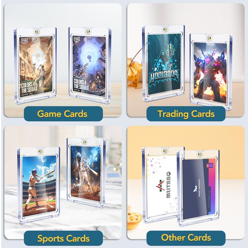 ZENOWICK 16ct Magnetic Card Holders, 35pt One Touch Card Holder, U-V Protection Hard Plastic Case for Trading Cards, Display Case for Sports, Baseball, Football, Game Cards