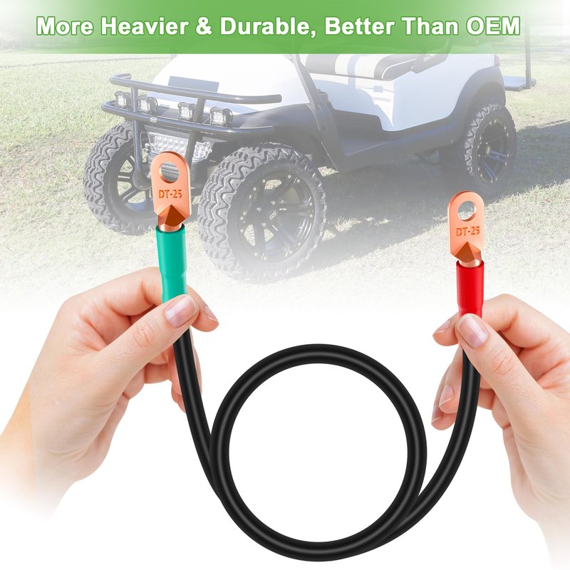 10L0L 3 Awg Golf Cart Battery Cables for 48 Volt Club Car DS & Precedent 1994 Up, 7 PCS Heavy Duty Pure Copper Golf Battery Wiring Cables, 14"+41" Long (3 Gauge)