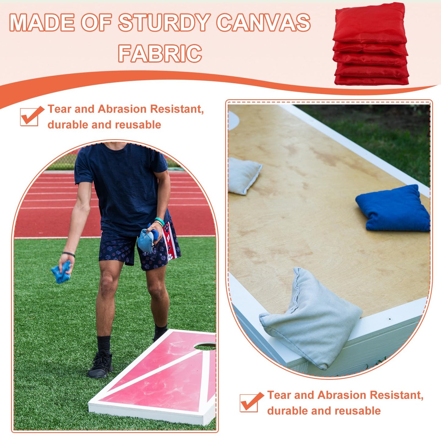 PATIKIL Cornhole Bean Bags, 5 Pack Canvas Sandbag for Carnival Outdoor Yard Party Hand Tossing Game, Red
