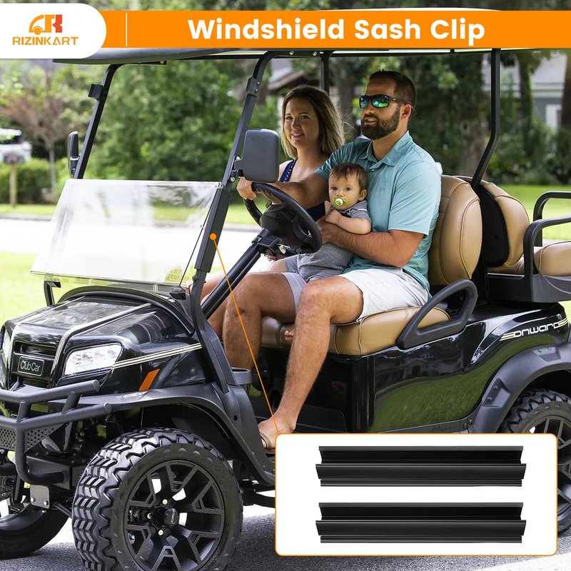 RIZINKART Golf Cart Windshield Sash Clips Universal Fit Club Car DS,Precedent, Windshield Side Sash Clips for 1'' × 1'' Tube