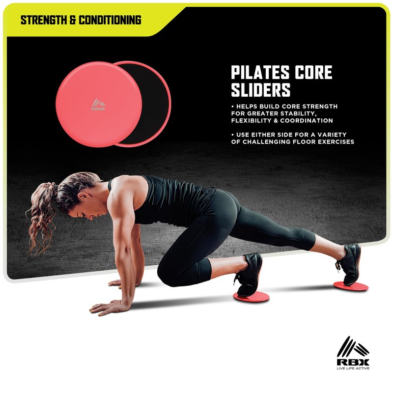 RBX 5 Piece Home Gym Workout Kit - Light, Medium, Heavy Resistance Bands, Figure 8 Resistance Tube, Pilates Core Sliders & Carry Bag