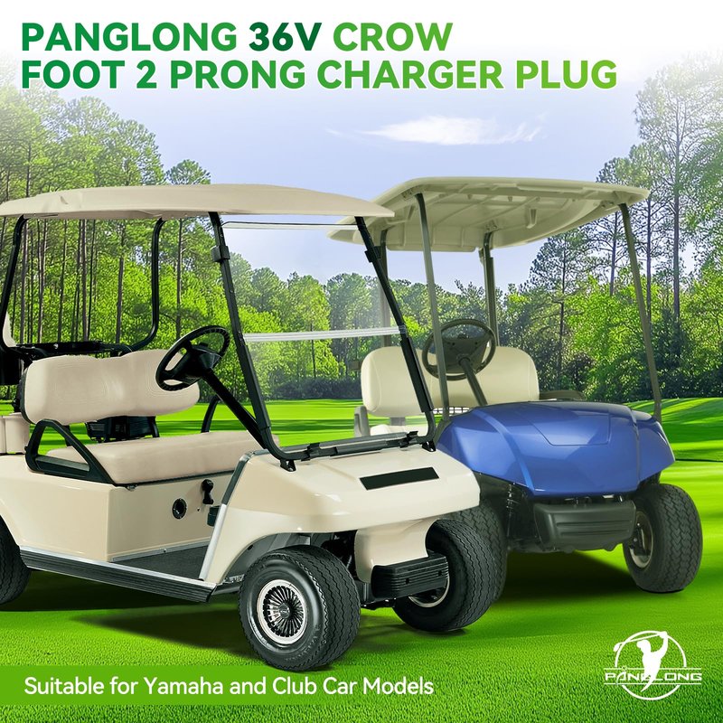 Panglong Golf Carts Crow Foot 2 Prong Charger Plug, 36V Golf Cart Club Car Charger Plug Replacement, Suitable for Yamaha and Club Car (36 Volt)