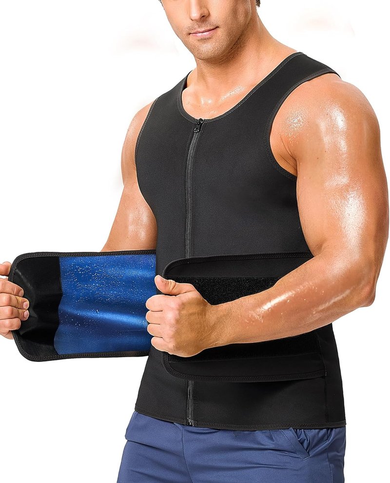 Sauna Suit for Men - 2 in 1 Waist Trainer & Sweat Band for Stomach | Enhance Weight Loss & Fitness