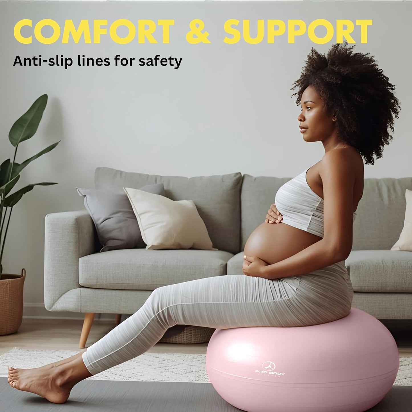 ProBody Pilates Pregnancy Ball - Yoga Ball for Prenatal & Postnatal Exercise | Includes Guide Book