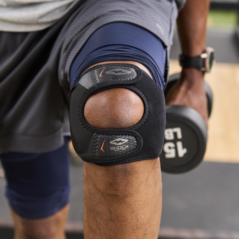 Shock Doctor Knee/Patella Support Wrap with Dual Strap Compression, Large-X-Large, Black