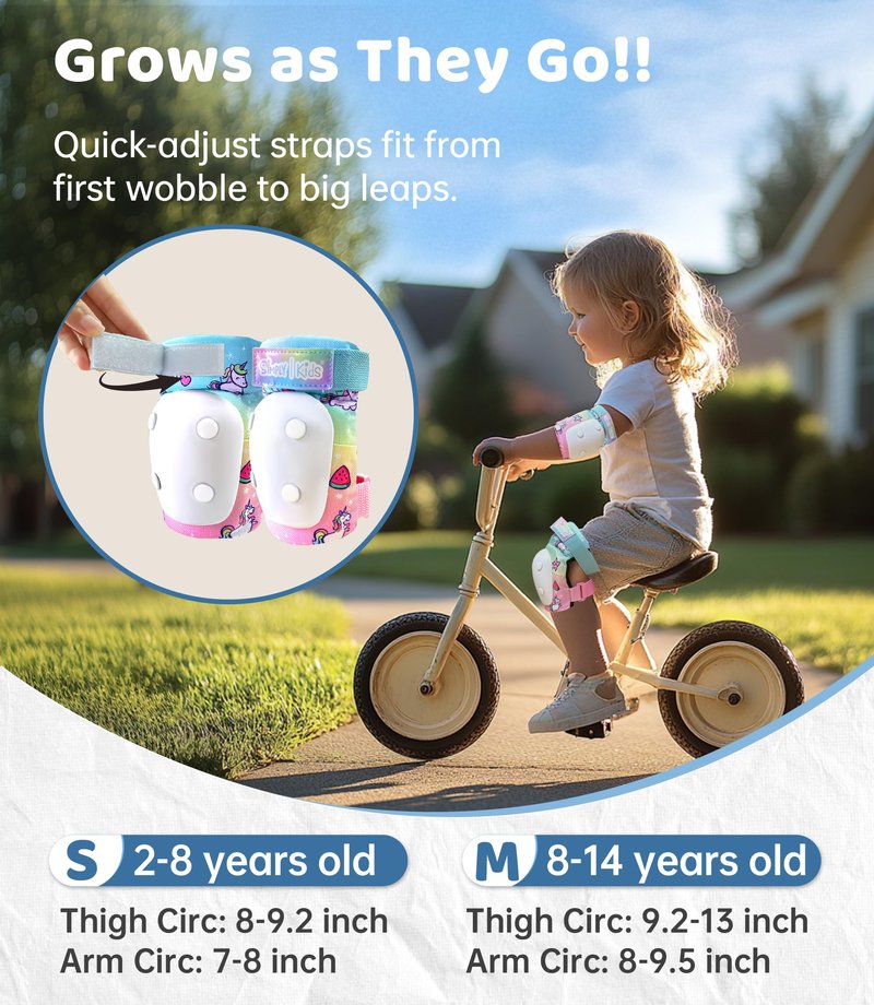 Kids Knee Pads and Elbow Pads Set with Wrist Guards for Age 2-8, Protective Gear Set - Inline Roller Skate Skateboard Bike Knee Pads for Girls Boys Toddler Child