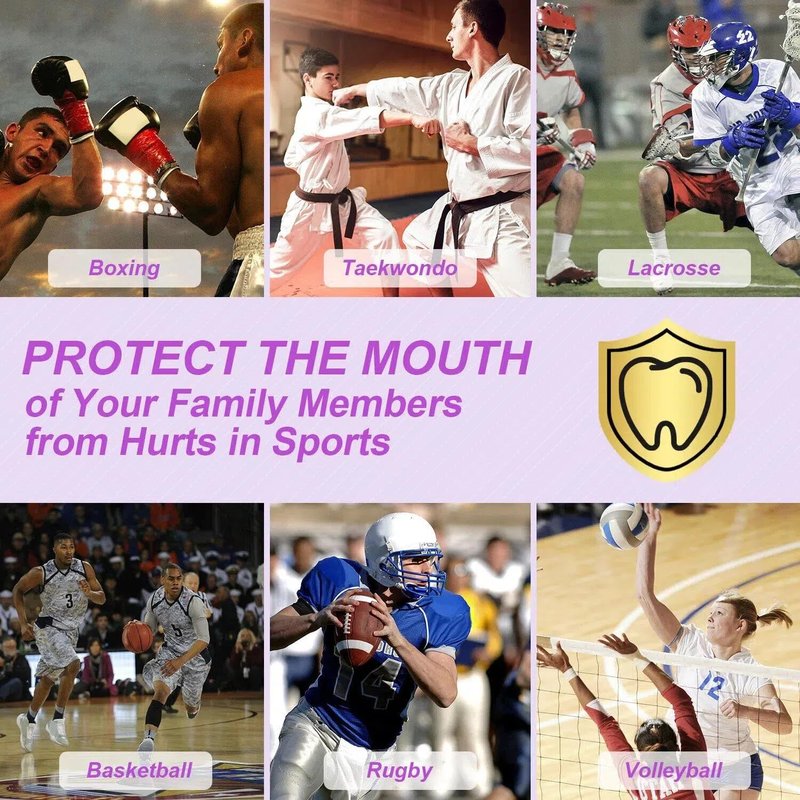 BBTO 6 Pack Kids Youth Mouth Guard for Football Sports, Purple Pink Boys Girls Sports Mouthguard with Case, Soft Mouth Guard for Hockey Boxing MMA Basketball, Ages 4+