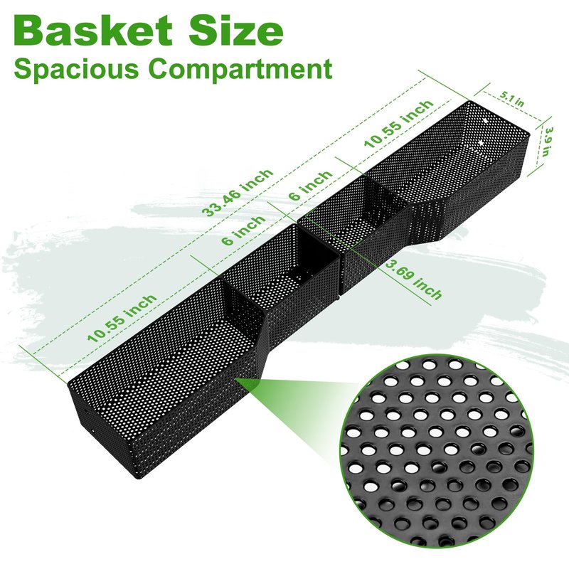 10L0L Golf Cart Front Inner Basket for EZGO TXT & RXV - Steel Mesh Dash Tray Organizer with Multiple Compartments, Fits Freedom & Valor Models