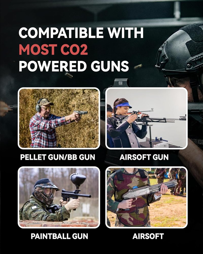 Mosa 12g CO2 Cartridges - 50-Pack Non-Threaded Leakproof Steel Capsules | Pure Carbon Dioxide for BB Guns & Airsoft Pistols