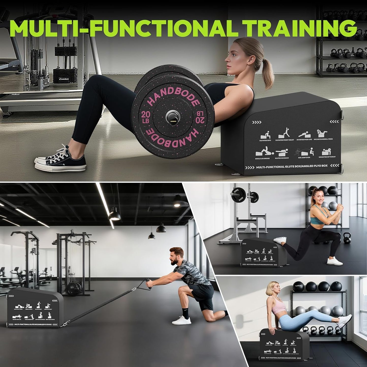 Hip Thrust Bench - Multi-Functional Slip-Free Glute Machine for Home & Gym | Ideal for Squats, Push-Ups, Box Jumps