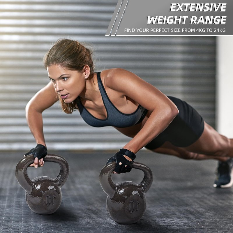 Fitvids Kettlebell Cast Iron Solid Smooth Weights for Strength Training, 5 lbs
