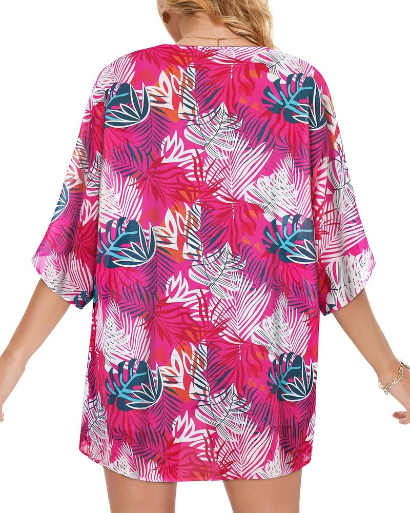 Floral Print Puff Sleeve Kimono Cardigan - Casual Loose Cover Up Blouse for Women | 2026 Style