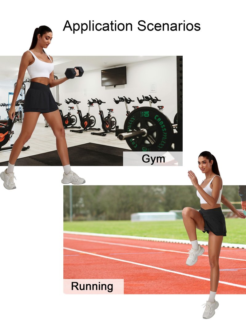 BMJL Womens Athletic Running Shorts High Waisted Crossover Workout Short with Pocket 3"(M,Black)
