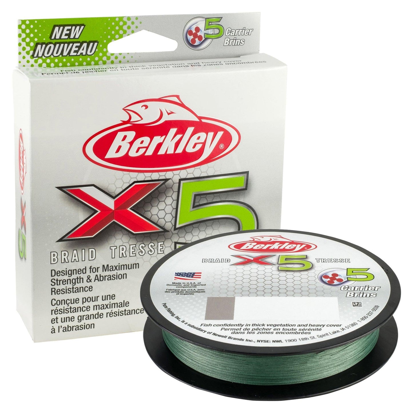 Berkley x5 Braid Superline, Crystal, 8-Pound Break Strength, 328yd Fishing Line, Suitable for Freshwater and Saltwater Environments