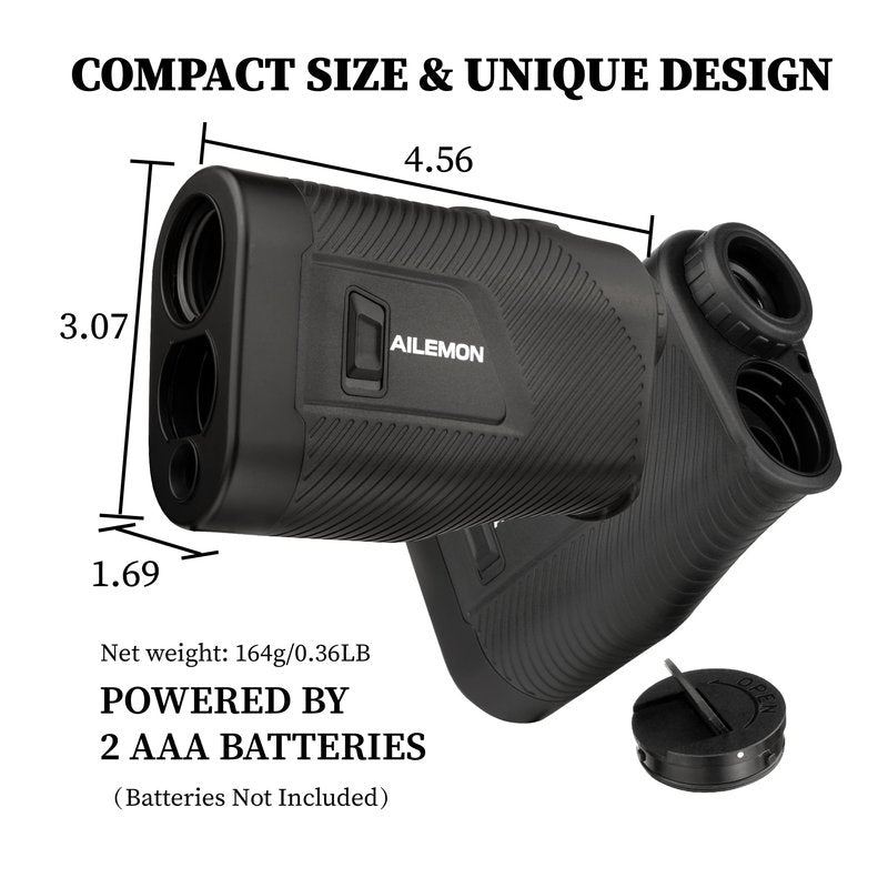 AILEMON Golf Rangefinder with Slope Switch, Flag Pole Locking with Pulse Vibration, 6X Magnification Laser Range Finder Golfing & Hunting, 900 Yards Rangefinders with Magnet Stripe (Black)