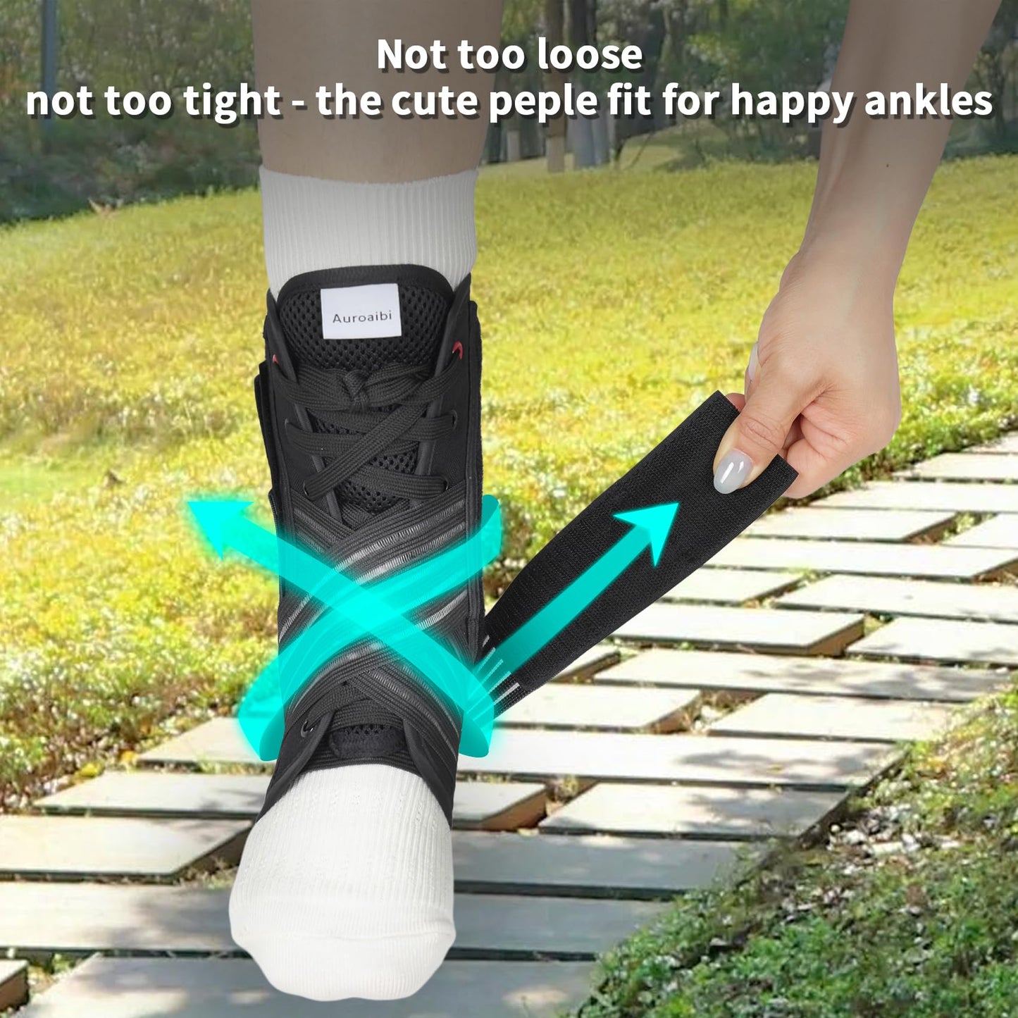 Auroaibi Ankle Brace for Sprained Ankle Lace up Support Brace for Women Men with Side Splints Adjustable Ankles Stabilizer for Injury Recover, Sports, S