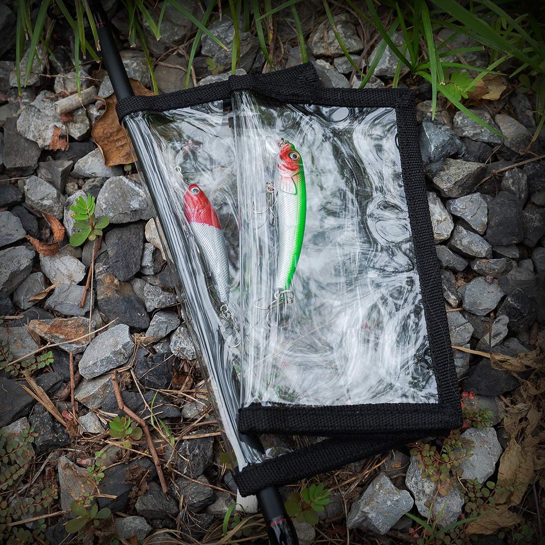PFILERSO 4 Pack Clear Fishing Bait Wraps Prevnet the Sharp Hook from Pets and Kids Durable 0.5mm Thicken PVC Lure Bait Covers Storage Keeps Fishing Safe Easily See Lures 2L+2M (4Pcs(2L+2M))