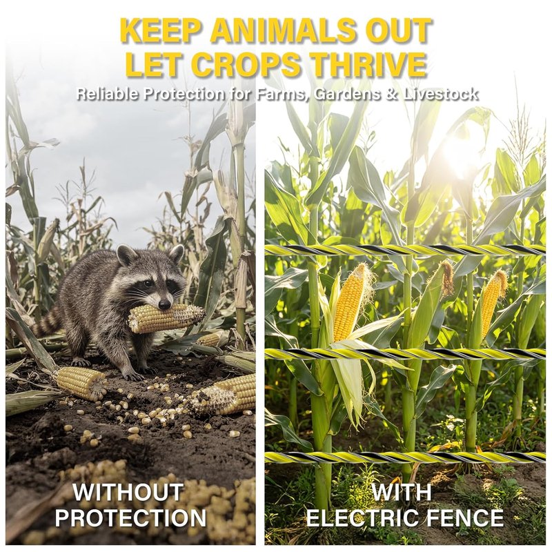 Electric Fence Wire - 5050 Ft Polywire with 6 Stainless Steel Strands for Reliable Conductivity | Ideal for Portable Livestock Fencing
