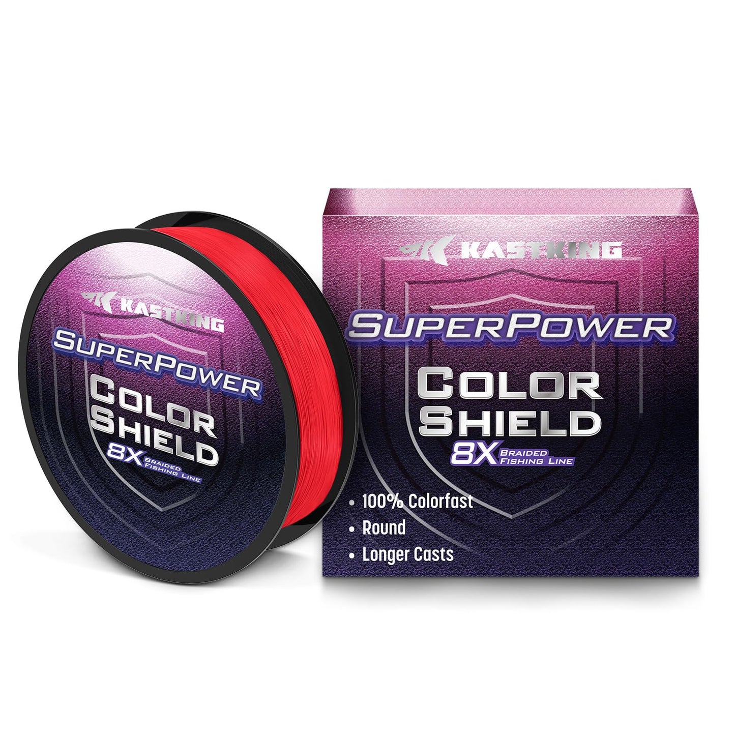 KastKing Superpower ColorShield Braided Fishing Line, Red,30LB,300Yards,X8