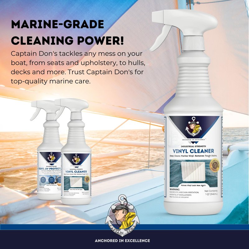 Captain Don's Industrial Strength Boat Cleaner, 32 OZ - Vinyl Boat Seat Cleaner, Boat Upholstery Cleaner, Boat Cleaning Supplies, Boat Carpet Cleaner, Deep Cleans Boat Vinyl & Removes Tough Stains