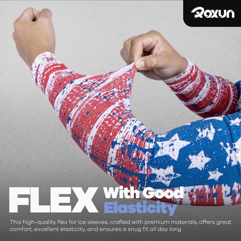 ROXUN 2 Pairs Flag Arm Sleeves Cooling UV Protection for Men Women Soccer Football Sports France Flag