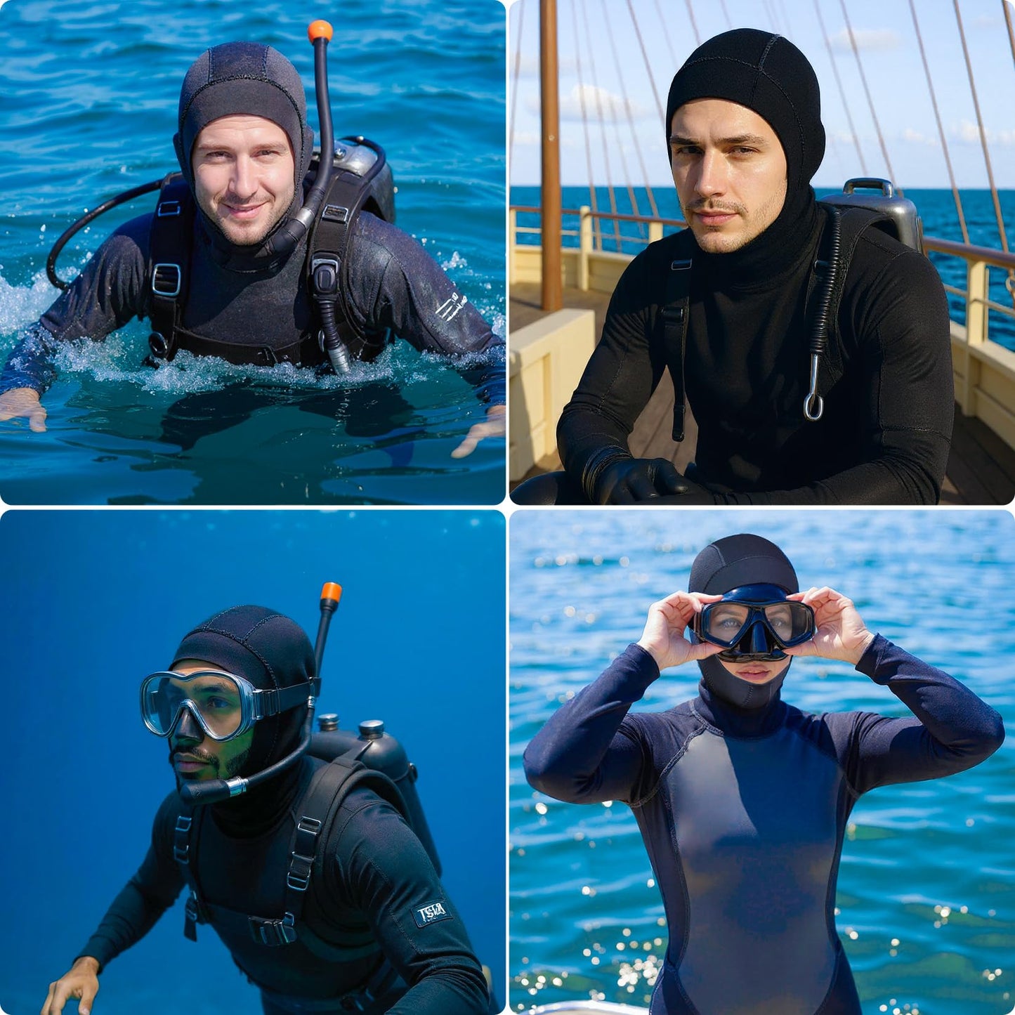 Dizokizo Diving Scuba Hood 3mm Thermal Neoprene Wetsuit Hood for Men Women Wetsuit Hat Cap for Kayaking Snorkeling Sailing Water Sports with Flow Vent (L)
