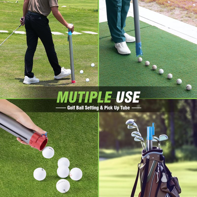 Golf Ball Retriever Golf Ball Pick Up and Ball Setting Tube,Dual Function Golf Ball Retriever,Lightweight Golf Ball Picker Upper Tube,Aluminum Alloy Golf Ball Picker Upper Tube,Holds 19 balls