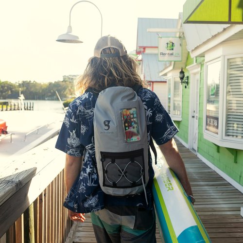 geckobrands Hydroner 20L Waterproof Dry Bag Backpack – Lightweight Roll-Top Bag with Clear Phone Pouch for Outdoor Activities