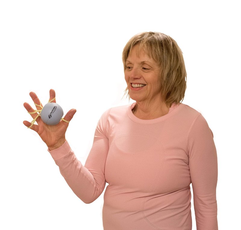 Handmaster Plus Physical Therapy Hand Exerciser - Forearm Exerciser with Stress Relief Ball - Hand Therapy Balls for Exercise, Training - Finger Exerciser & Strengthener - Soft Tension, Purple