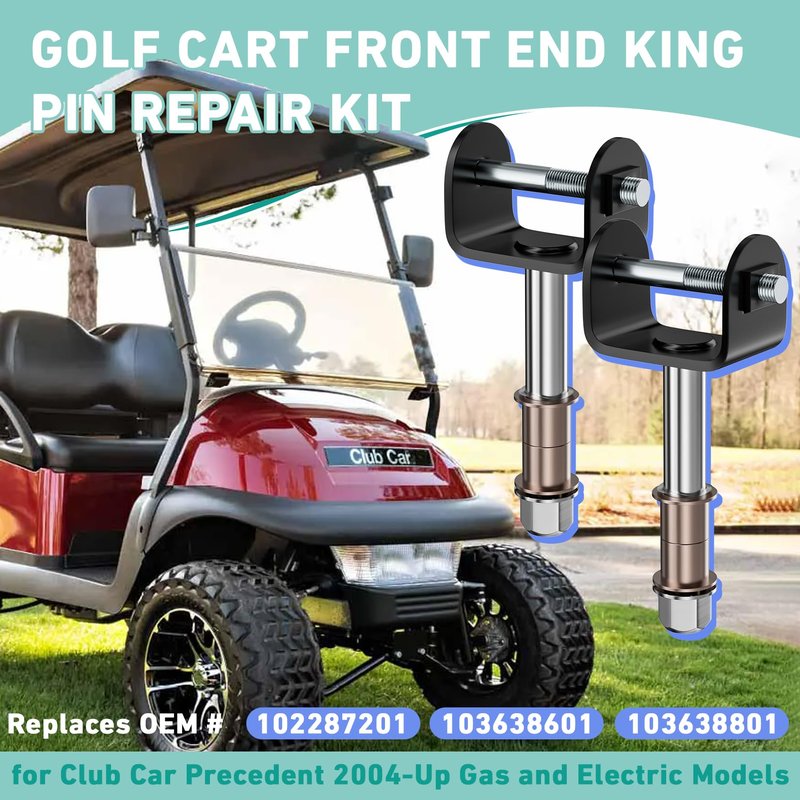DRIVE UP Club Car Precedent Kin Pin, Golf Cart Front End King Pin Repair Kit for Club Car Precedent 2004-Up Gas and Electric Golf Carts, Replaces OEM 102287201 103638601 103638801