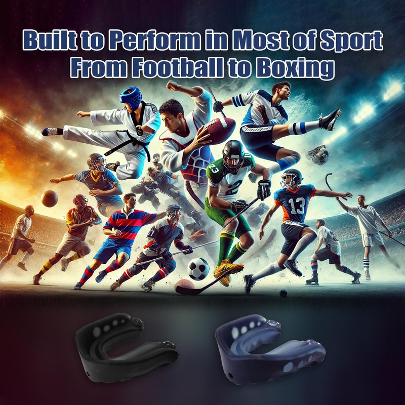 KLASHE Kids Sports Mouthguard Football Mouth Guard, 2 Pack with Case and Strap Mouth Guard Football, 1.7 x 1.96 inches, for Boxing, Basketball, Hockey, Ages 4-7
