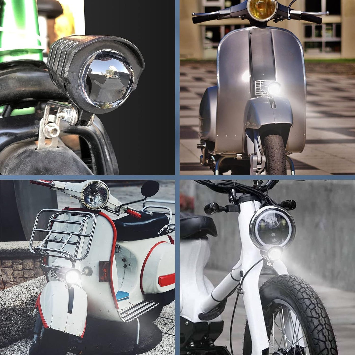 Biqing 2 in 1 Electric Bike Spotlight with Horn,36-60V Bike Front Light 12W Motorcycle Spotlight Fog Light with Bell Waterproof for Electric Scooter(with 59in Wire Cable)