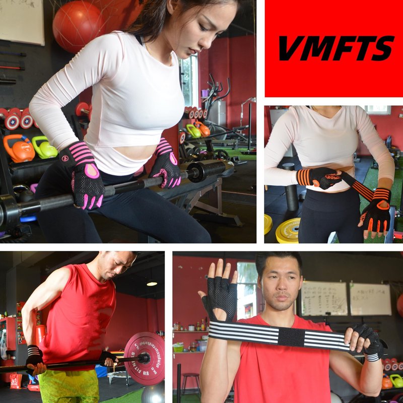 VMFTS Weightlifting Gloves Padded Workout Gloves with Wrist Wrap Support Gym Gloves for Women Girls Gym Exercise Fitness Training Lifting Dumbbell Pink (Medium)
