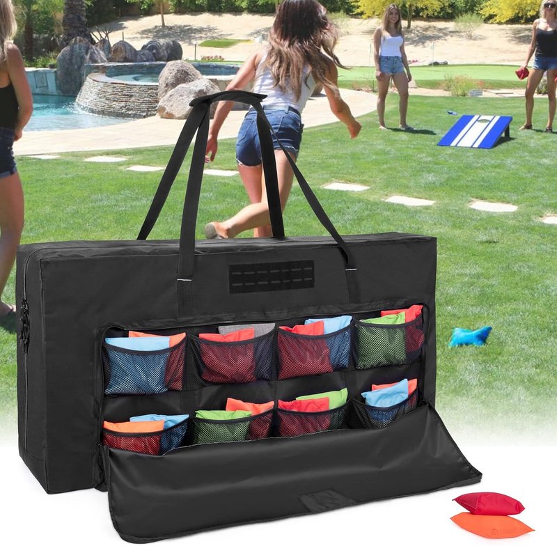 Regulation Size Cornhole Carrying Case - Durable Bag with Padded Shoulder Strap & Front Sandbag Pockets | Fits Standard Boards