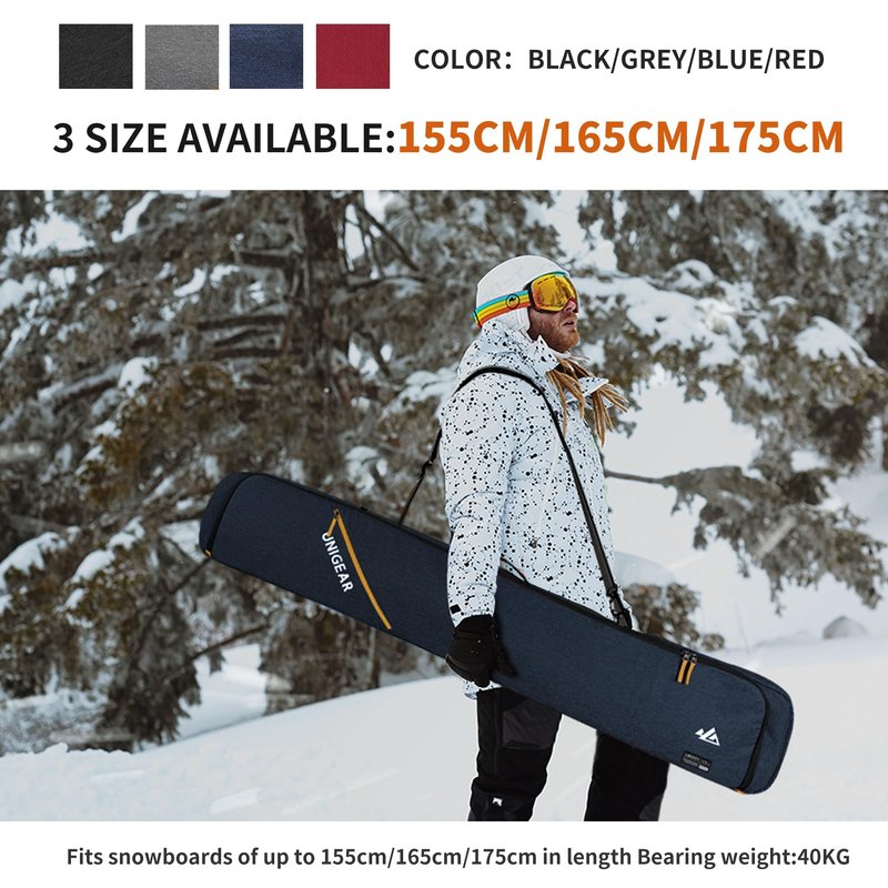 Unigear Snowboard Ski Bag for Air Travel, Reinforced Double Padded Snowboard Bag with 10mm EPE Dense, Water-Resistant and Durable up to 175cm Ski Snowboard Travel Bags for Flying (Navy blue, 175cm)