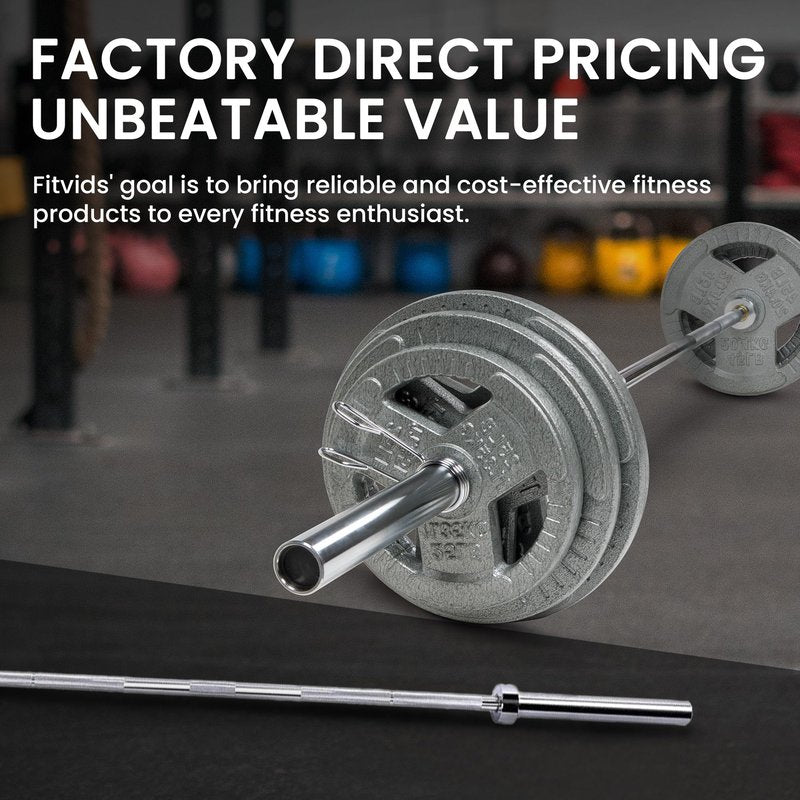Fitvids 2 Inch Olympic Barbell Bar, 7 Feet Bar with Collar for Home Gym Strength Training, weight lifting, Bench Press, 700 LB Capacity