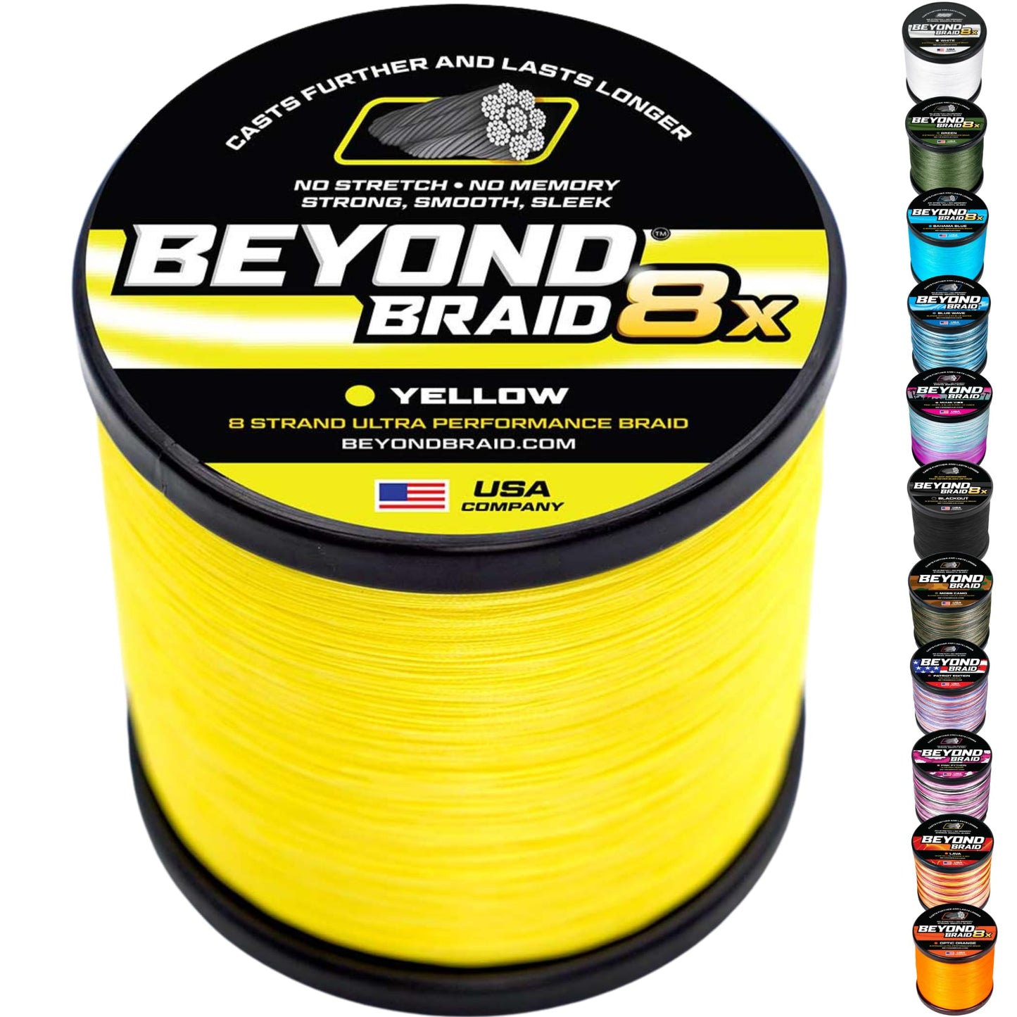 Beyond Braid Braided Fishing Line - Yellow 8X - No Fade - 300 Yards 30LB