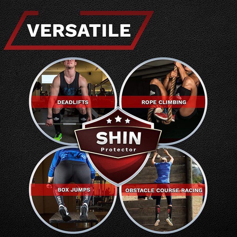 Bear Grips Deadlift Shin Guards - Gym Equipment Rope Climbing Shin Guard for Men and Women - Injury Prevention Calf Support Shin Guard Sleeves for Ultimate Shin Protection (Stealth Black, Large)