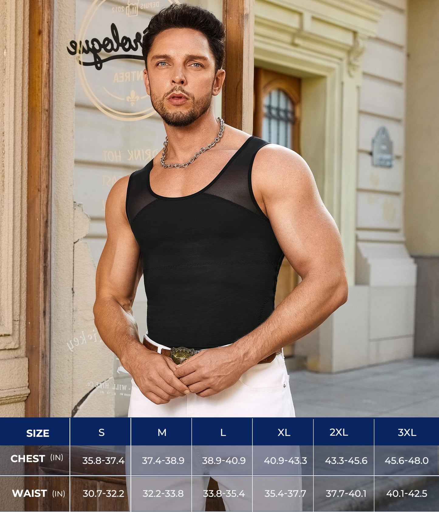 TAILONG Black Compression Shirt Men Shapewear Slimming Body Shaper Vest Workout Tank Top Undershirt