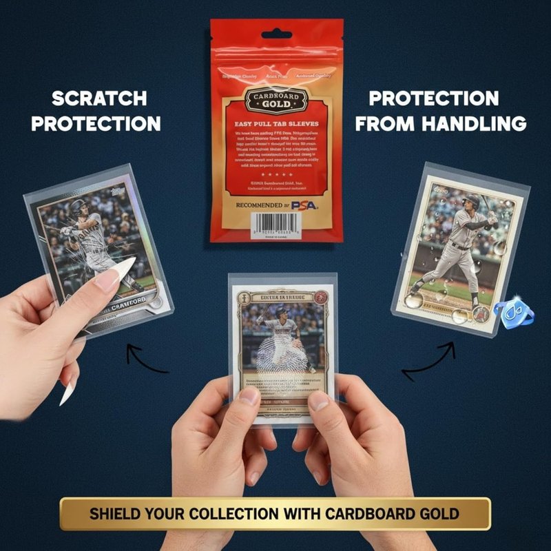 Gold 2-Mil Tabbed Cardboard Sleeves for Semi-Rigid Card Holders | Archival Safe Pull Tab Design - 1000 Count