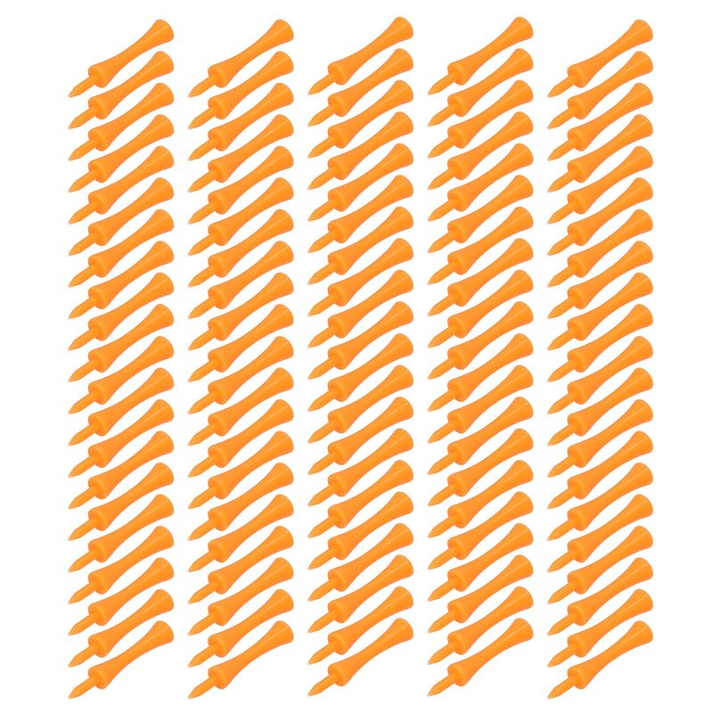 Headerbs 100Pcs 70mm Orange Plastic Tees Set Lightweight Small Portable Trapezoidal Tees for Outdoor Trianing