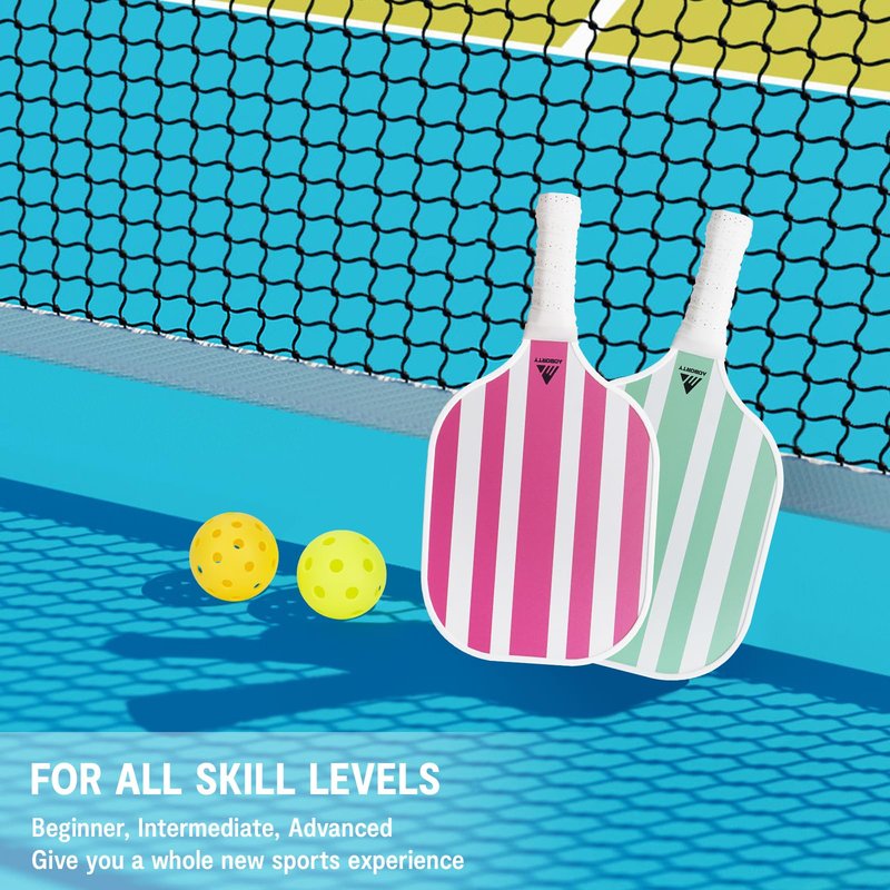 AOBORTY Pickleball Paddles 4 Pack - USAPA Light Graphite Premium Rackets Fiber Face & Polymer Honeycomb Core Pickleball Set with 6 Outdoor Indoor Balls Including Portable Carry Bag