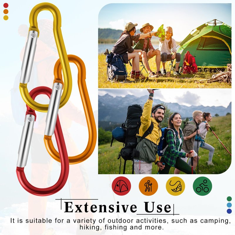 Yaocom 200 Pcs 1.8" Bulk 100 Aluminum Clip Keychains with 100 Keyrings Metal Mini Spring Snap Hooks for Camping Hiking Traveling Outdoor Activities (Stylish Color)