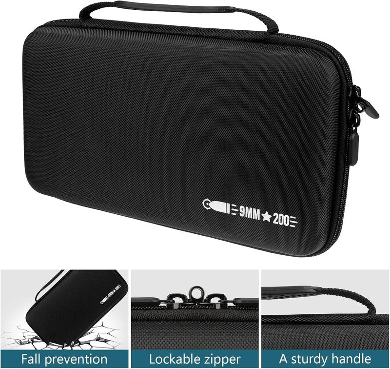 9MM Ammo Case - Locking Travel Safe Storage Box for 200 Rounds | Fits 9MM Luger, 380 ACP, 32 ACP, 40 S&W