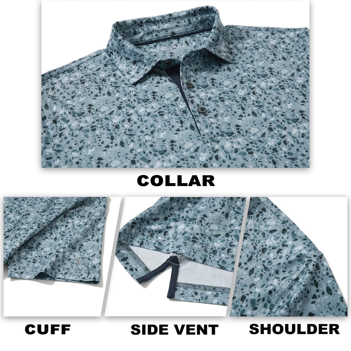 M MAELREG Golf Shirts for Men Dry Fit Print Patterns Performance Moisture Wicking Mens Polo Shirts Short Sleeve